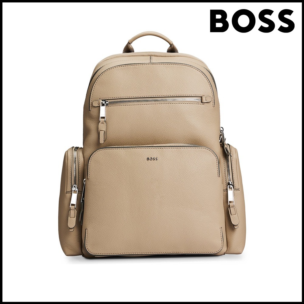 BOSS グレインレザー バックパック レタリングロゴ