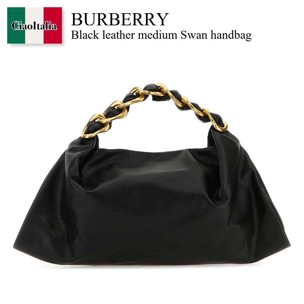 ハンドバッグ Burberry Black Leather Medium Swan Handbag