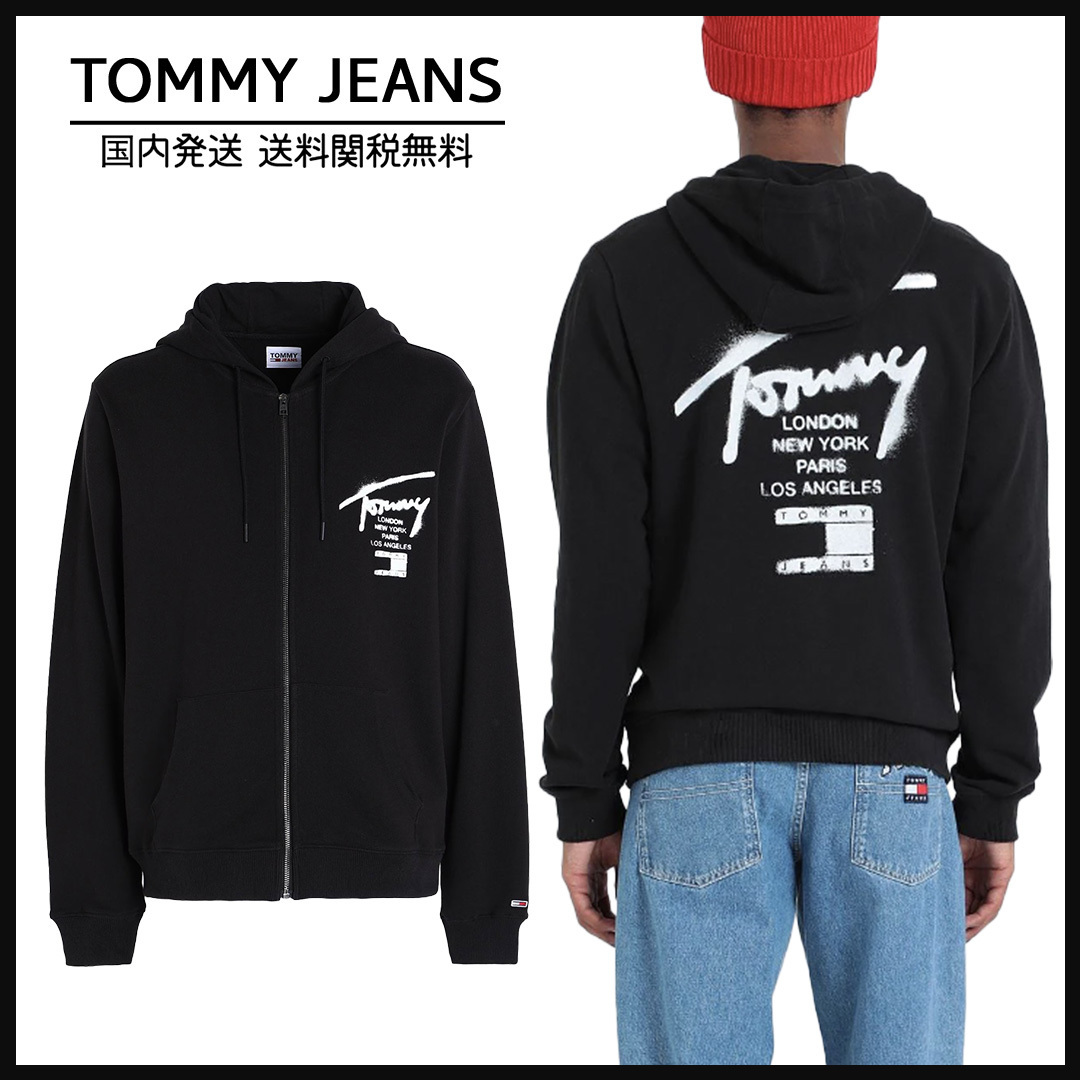  JEANS ロゴ ジップアップパーカー ブラック 黒 送料関税込