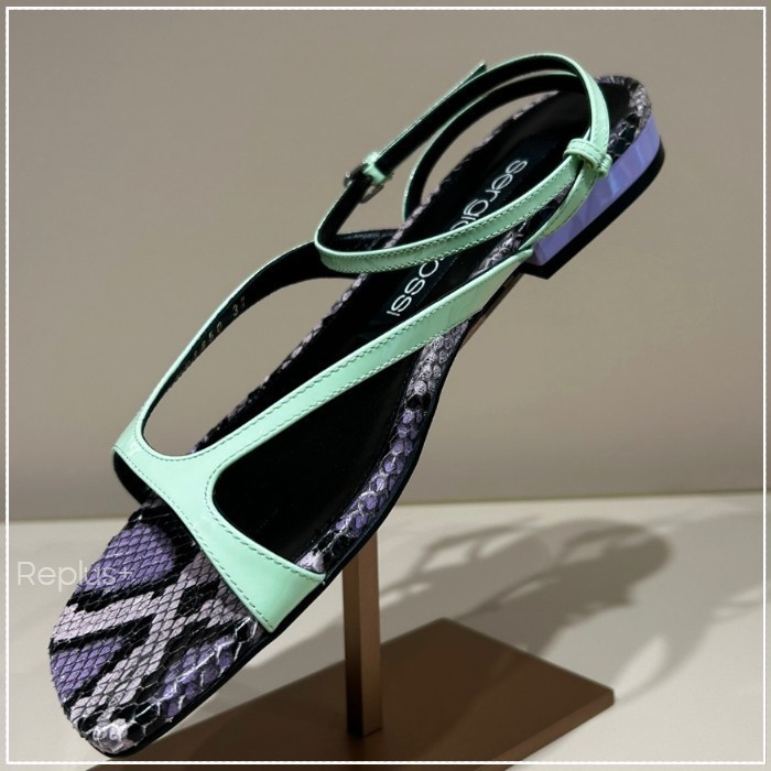 【Sergio Rossi】ストラップ フラットサンダル 5mm ソフトワニス