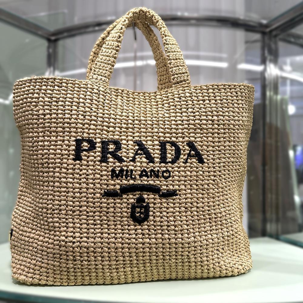 最安値挑戦中★PRADA★ラフィア ショッピングバッグ★BEIGE
