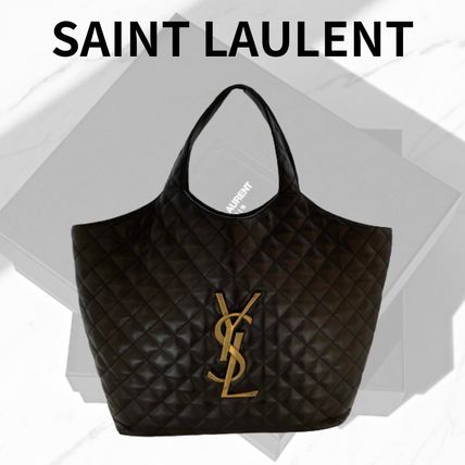 Saint Laurent Totes Casual Style Unisex Lambskin A4 2WAY Leather Office Style