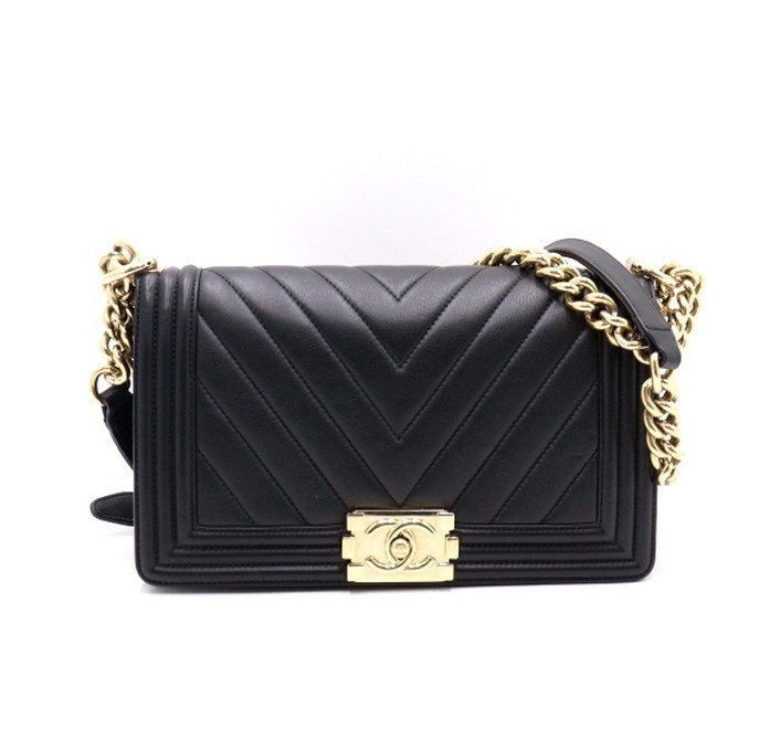 CHANEL ボーイシャネル ミディアム ゴールド ハンドバッグ 中古