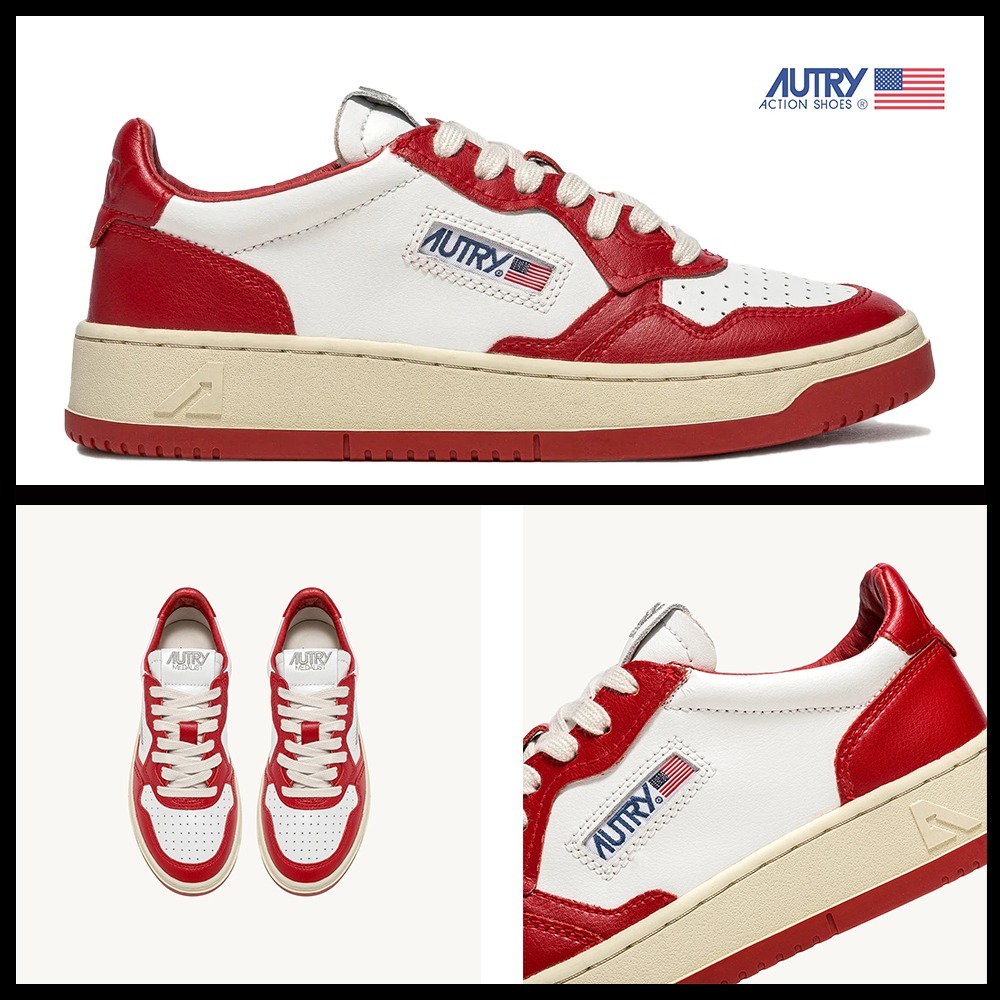 ★AUTRY★MEDALIST LOW SNEAKERS★WHITE AND RED★