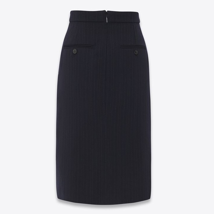 Saint Laurent《ペンシルスカート》ストライプ ウール DHL 直営
