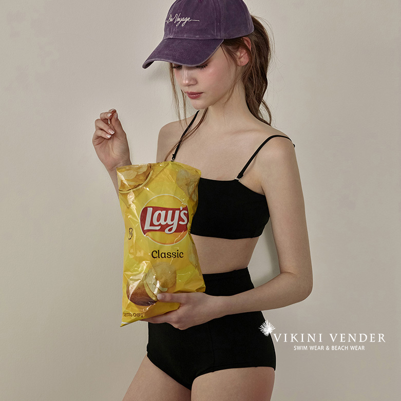 【Vikini Vender】シンプルバンドゥハイウエストビキニ BLACK