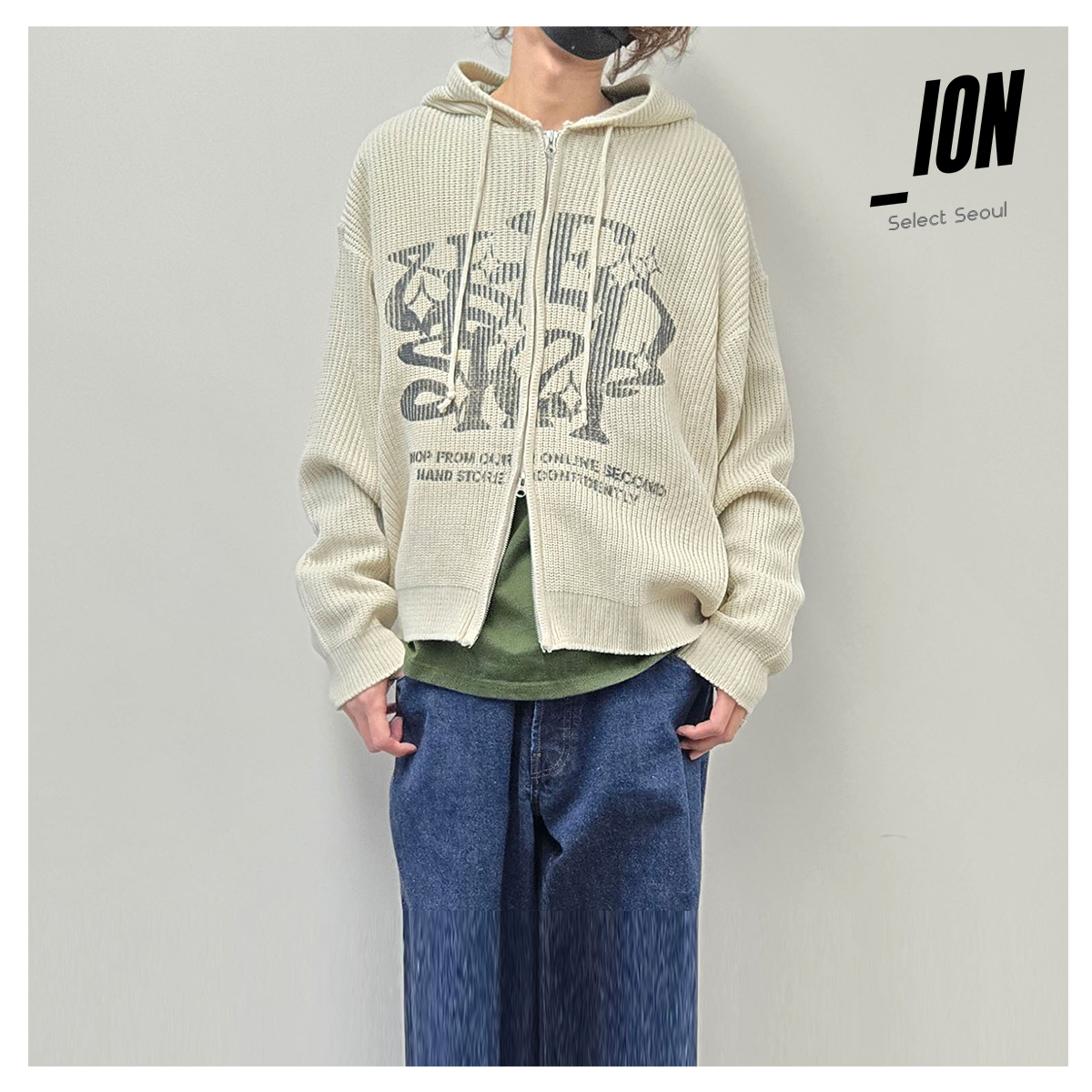 パーカー・フーディ IONSEOUL Galaxy Lettering Hooded Zip-Up Knit 4JH120