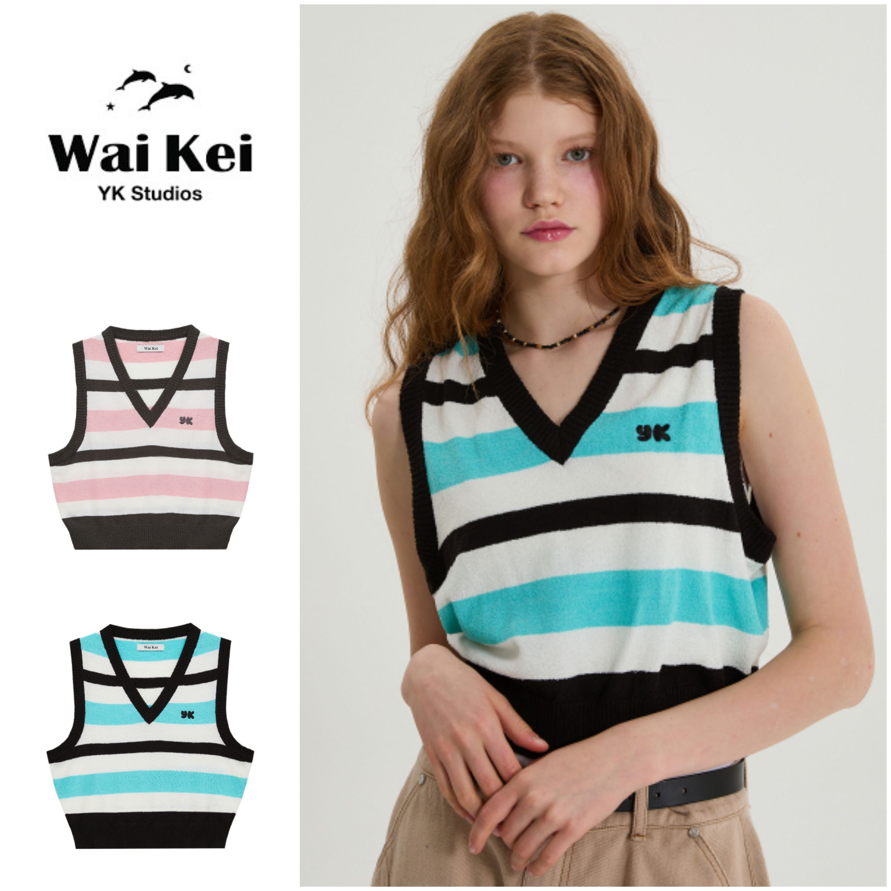 さらに100円引き◆Wai Kei◆Stripe knit vest