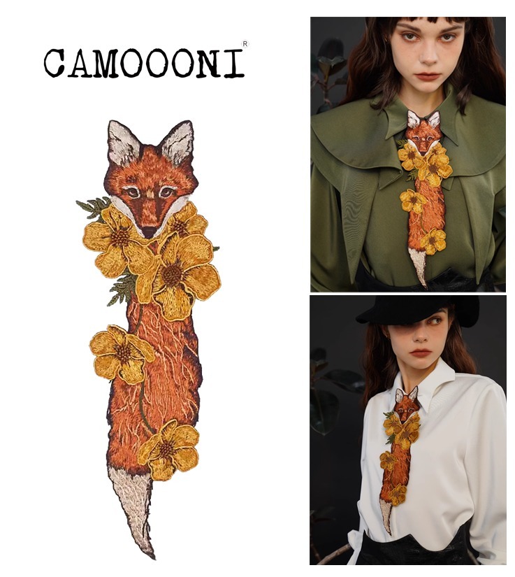 送料関税込み[Camoooni]キツネ刺繍ネクタイ★日本未入荷★大人気