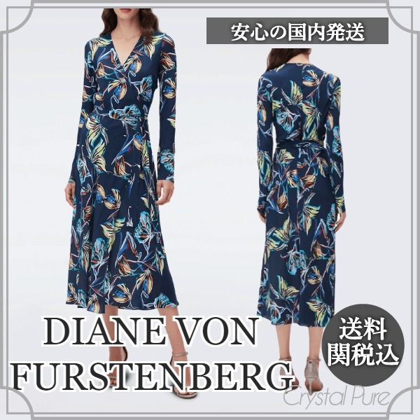 2025人気の DIANE VON FURSTENBERG】花柄 ラップ ミディワンピース Ω ワンピース ワンピース