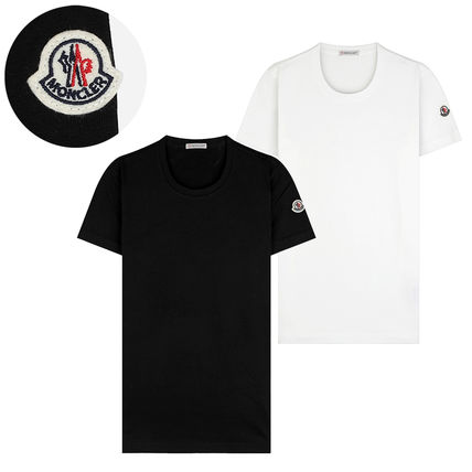 MONCLER T-Shirts Crew Neck Street Style Short Sleeves Logo T-Shirts