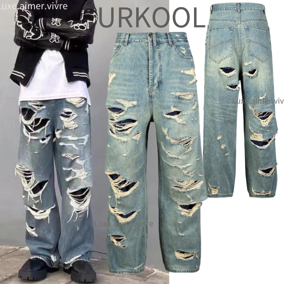 URKOOL ストリート ワックス ジーンズ フレア デニム デニム
