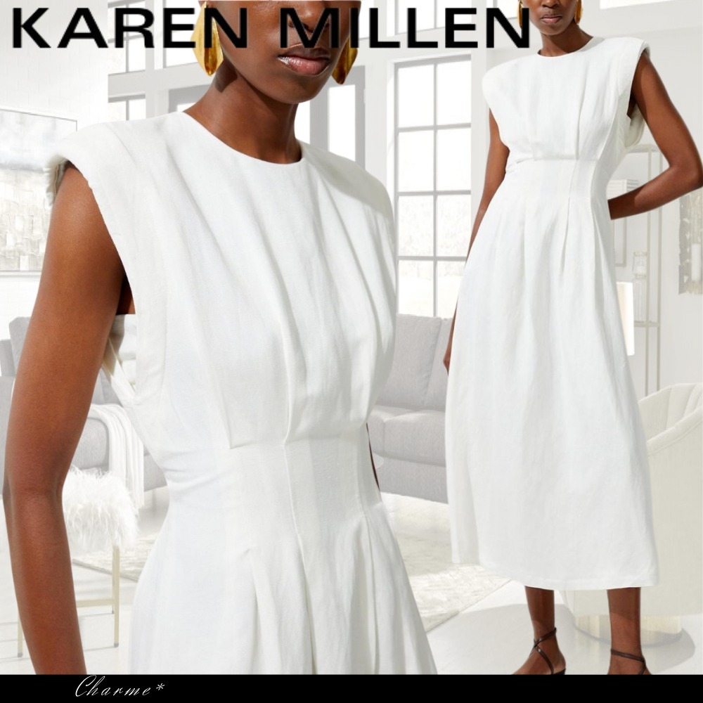 KAREN MILLEN ロングドレス ワンピース ノースリーブ リネン