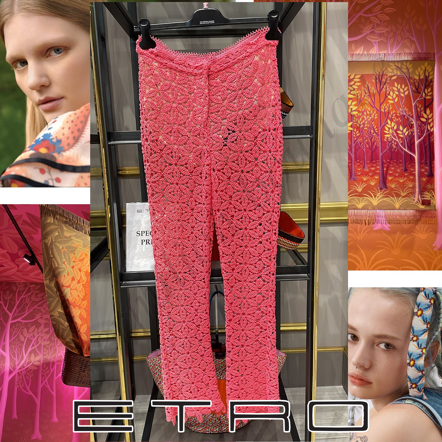 ETRO フラワー パンツ レッド