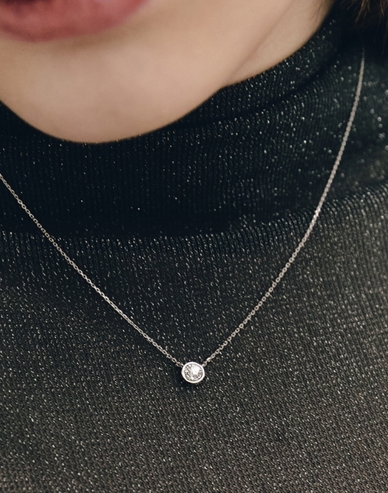 【HYERES LOR】24SS★ Diamond 14K 0.1ct Full Moon Bezel NC