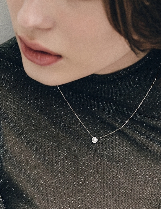 【HYERES LOR】24SS★ Diamond 14K 0.1ct Full Moon Bezel NC
