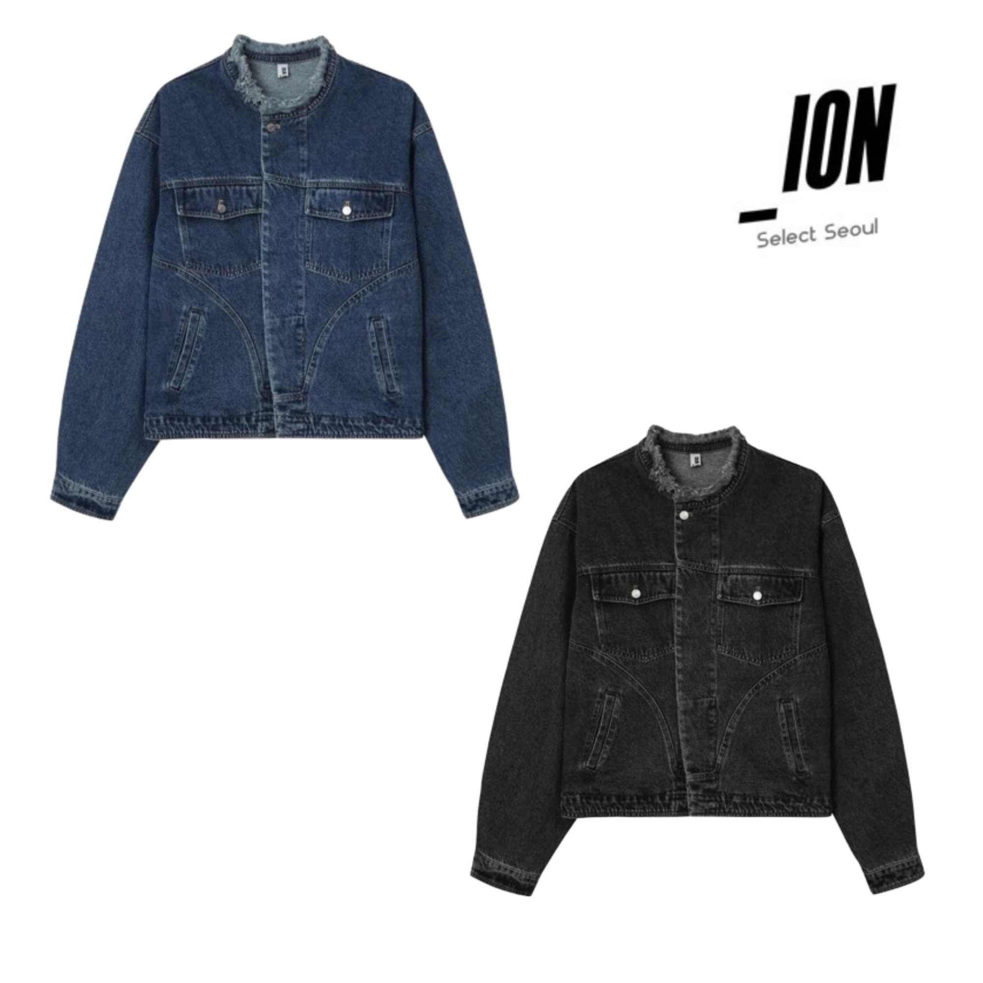 ジャケットその他 IONSEOUL Destroyed Non-Collar Denim Jacket