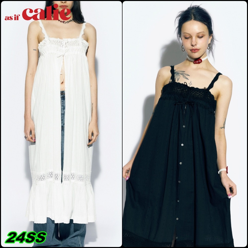 【as if calie】24SS LACE TRIM MAXI DRESS