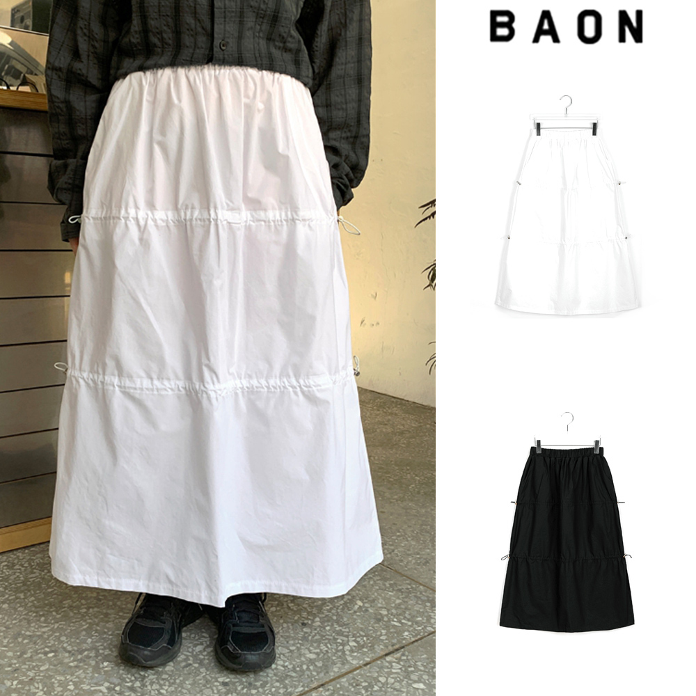 【BAON】Nishu string cotton long skirt