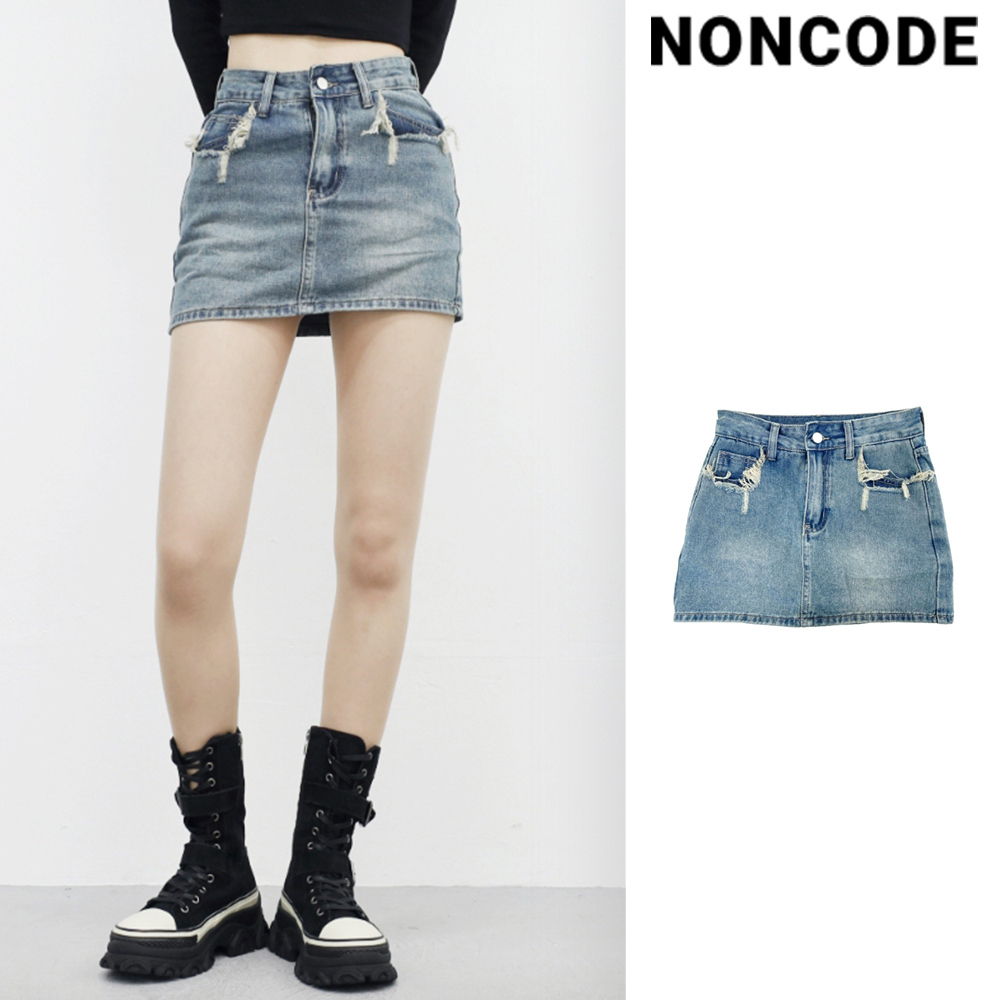 【NONCODE】Raglan Damage Denim Skirt