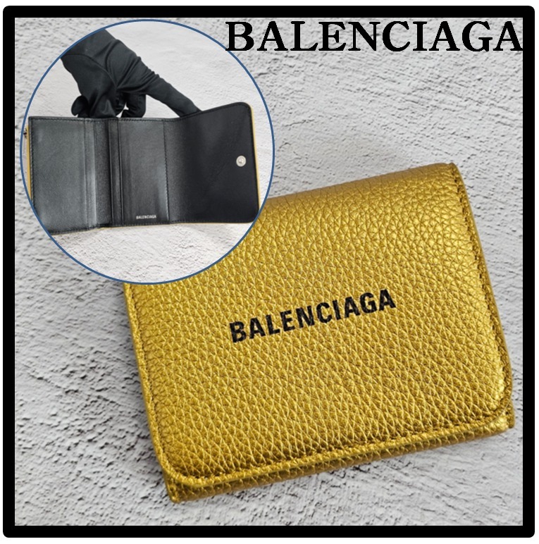 ☆関税込☆BALENCIAGA★ロゴ 折りたたみ財布★GOLD★