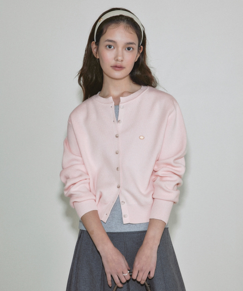 アウターその他 Woman Essential Round Knit Cardigan Baby Pink