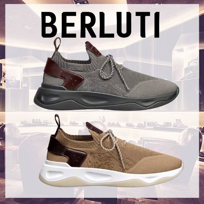 【Berluti】Shadow ニット＆レザー ローカットスニーカー 全2色