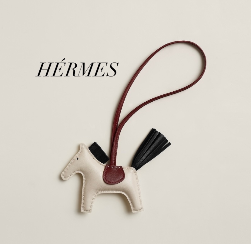 希少◇HERMES バッグチャーム ロデオ PM Craie / Noir / Rouge H
