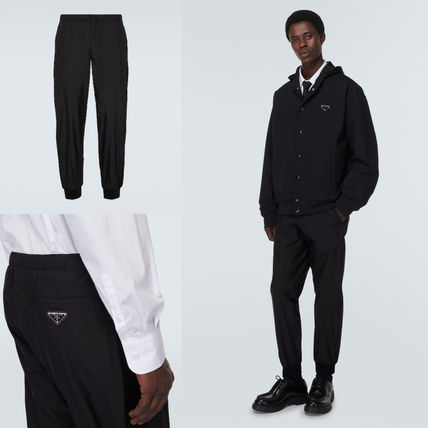 PRADA Joggers & Sweatpants Tapered Pants Monogram Unisex Silk Street Style Plain Logo