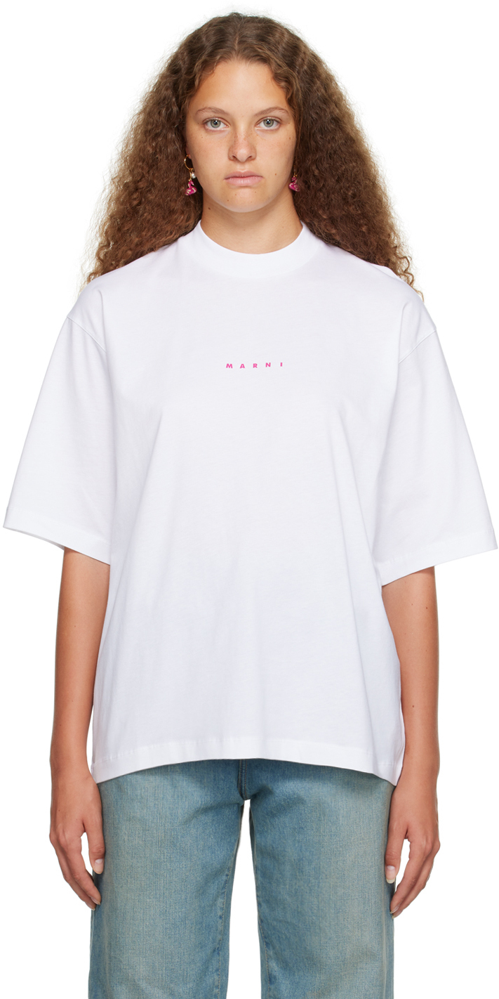 【関税込み】Marni ホワイト ロゴプリント Tシャツ