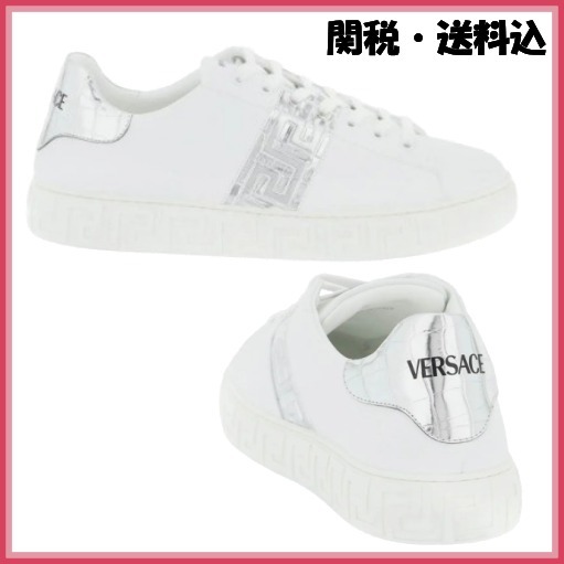 VERSACE■ヴェルサーチェ Greek レザー レースアップスニーカー