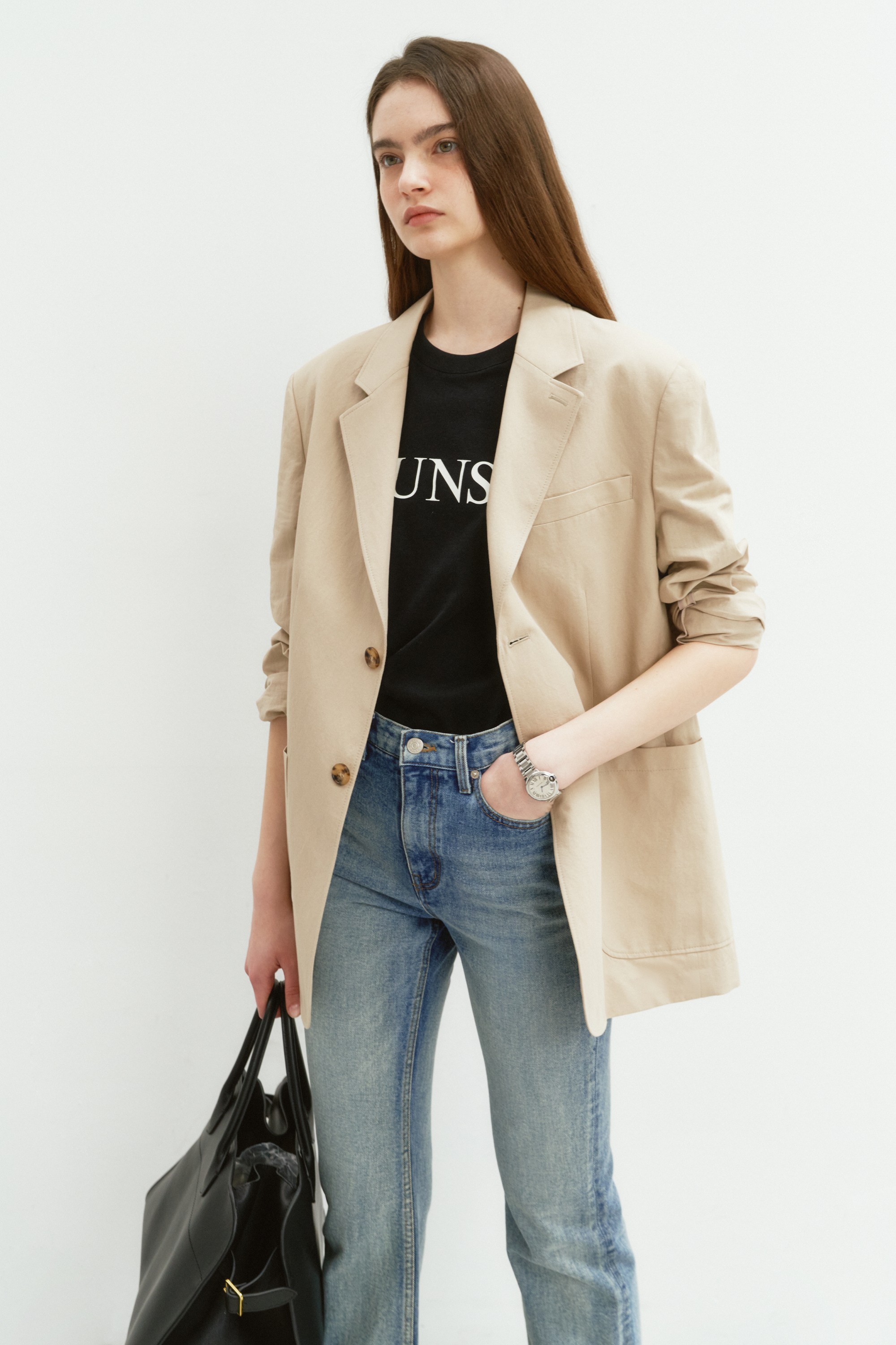 Dunst ♥ UNISEX CLASSIC LINEN JACKET/ 追跡付 DUNST】UNISEX CLASSIC LINEN JACKET LIGHT BEIGE