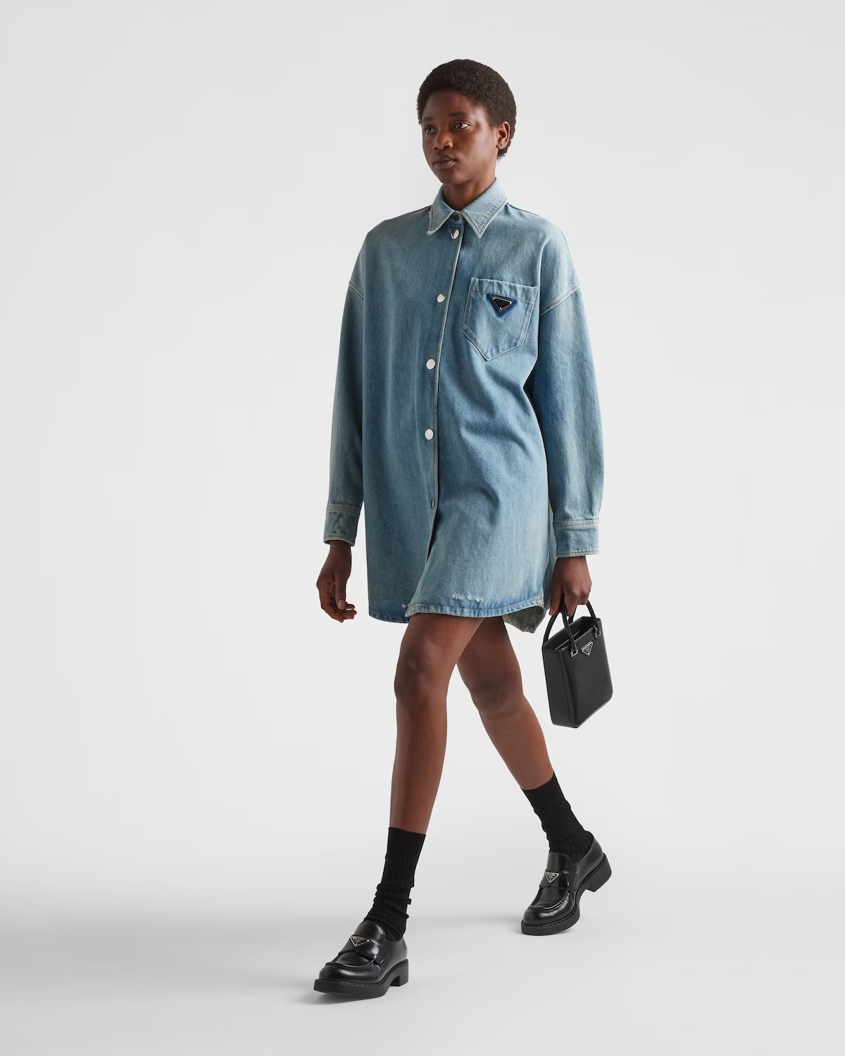 《送料無料》PRADA Oversized organic denim shirt
