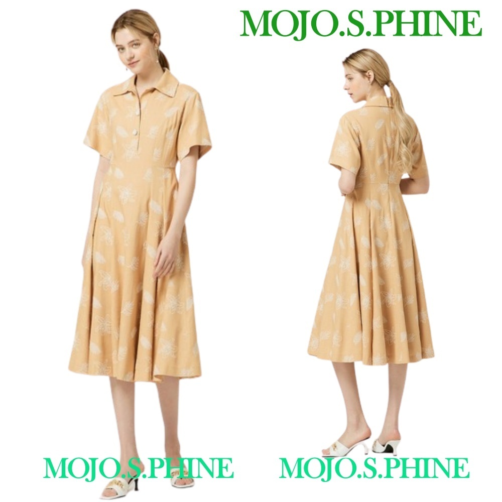 ■MOJO ESPIN(模造エスピン)Jacquard shirt-type A-line dress