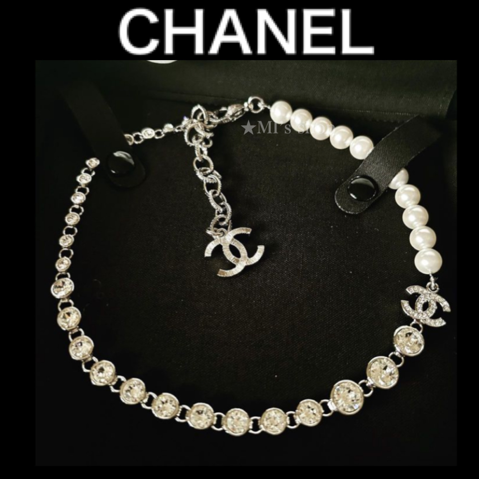 【再入荷】CHANEL チョーカー ロゴ パール 2WAY
