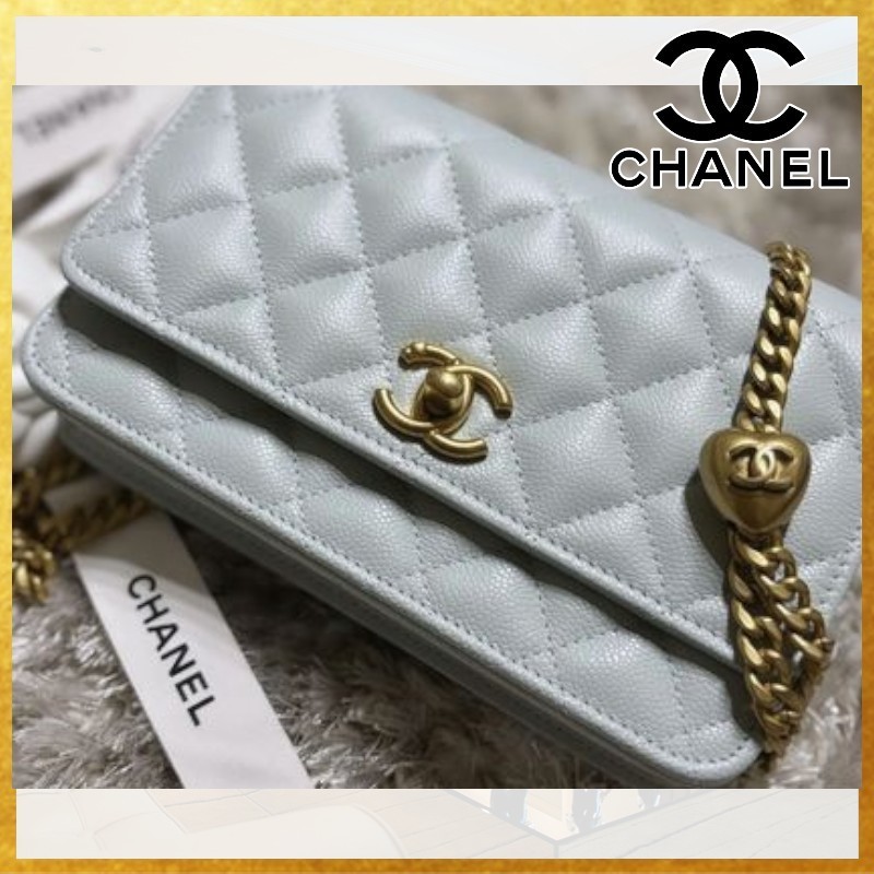 【希少カラー☆ライトグレー】 CHANEL チェーンウォレット