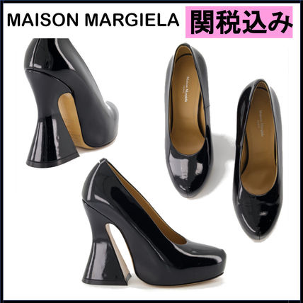 Maison Margiela High Heel Round Toe Casual Style Street Style Plain Leather