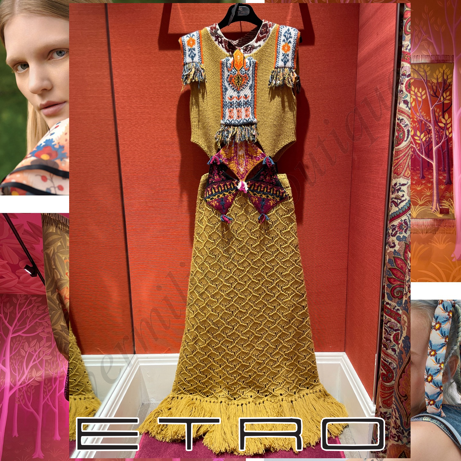 ETRO ウールジャージー ロングドレス イエロー