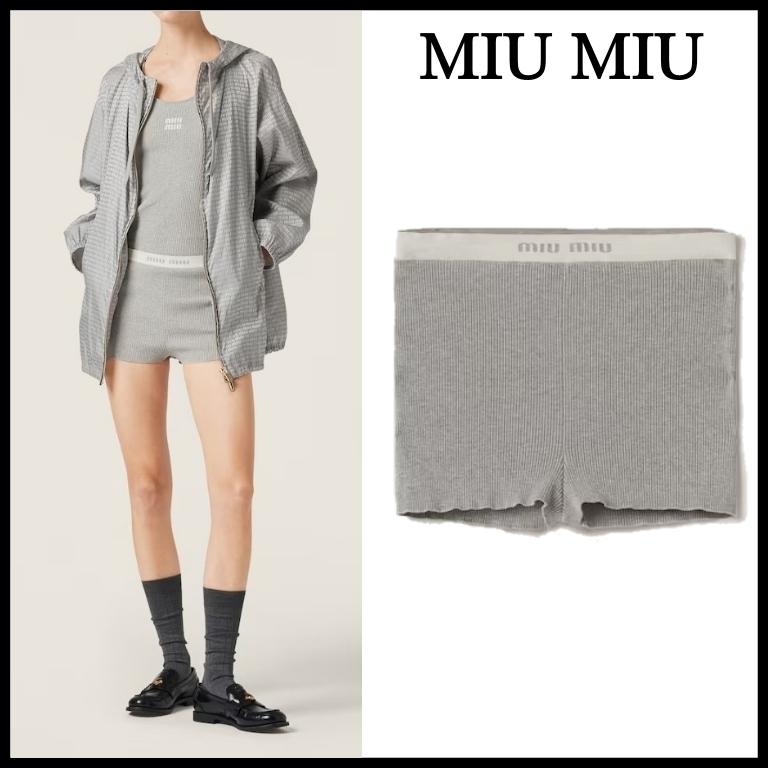 ◆大人気◆【MiuMiu】コットン ショートパンツ MiuMiu】ミュウミュウ ロゴ コットン ショートパンツ ボトムス