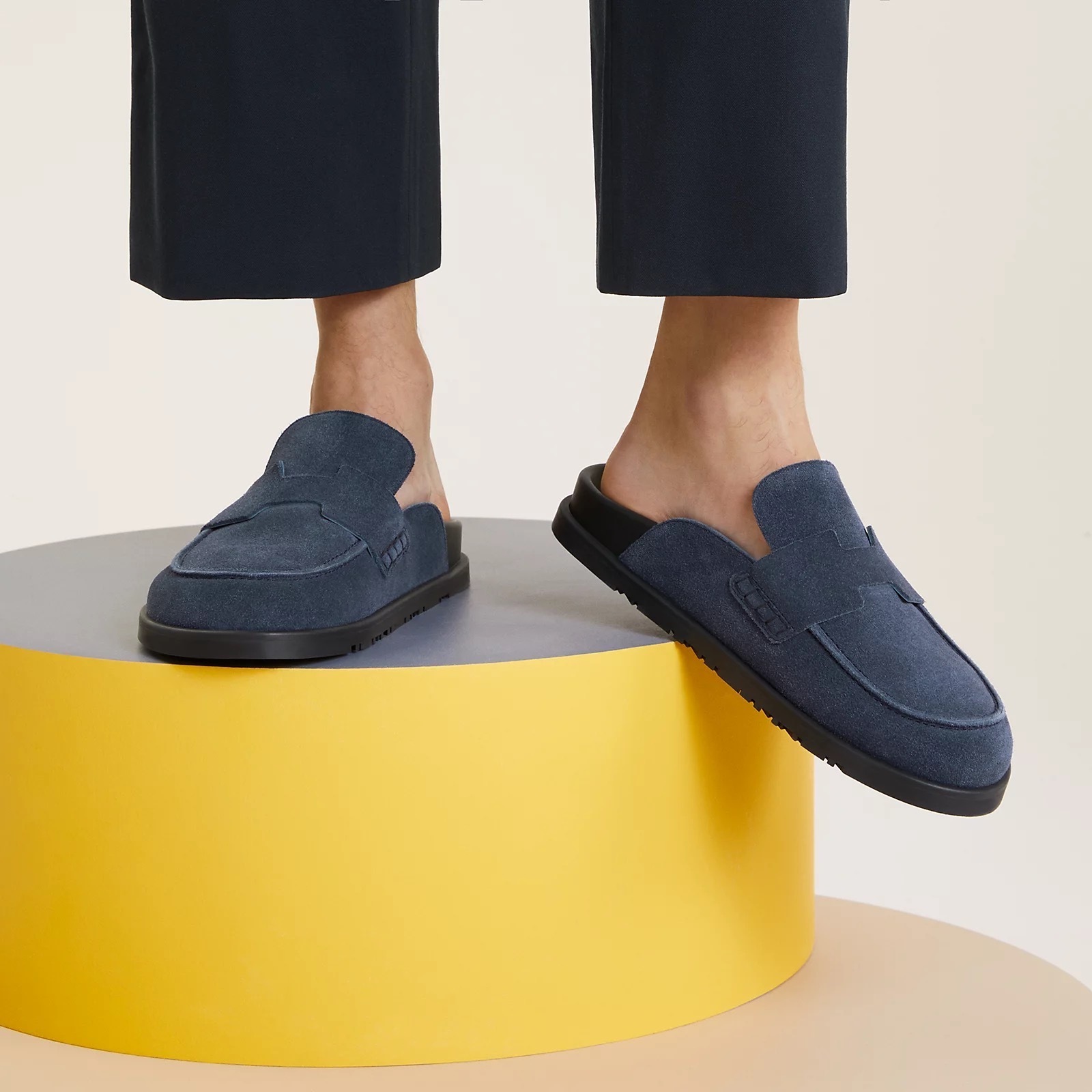 HERMES☆ゴーラバ Hカットアウトスエード カーフスキンミュール HERMES*ゴーラバ Hカットアウトスエード カーフスキンミュール