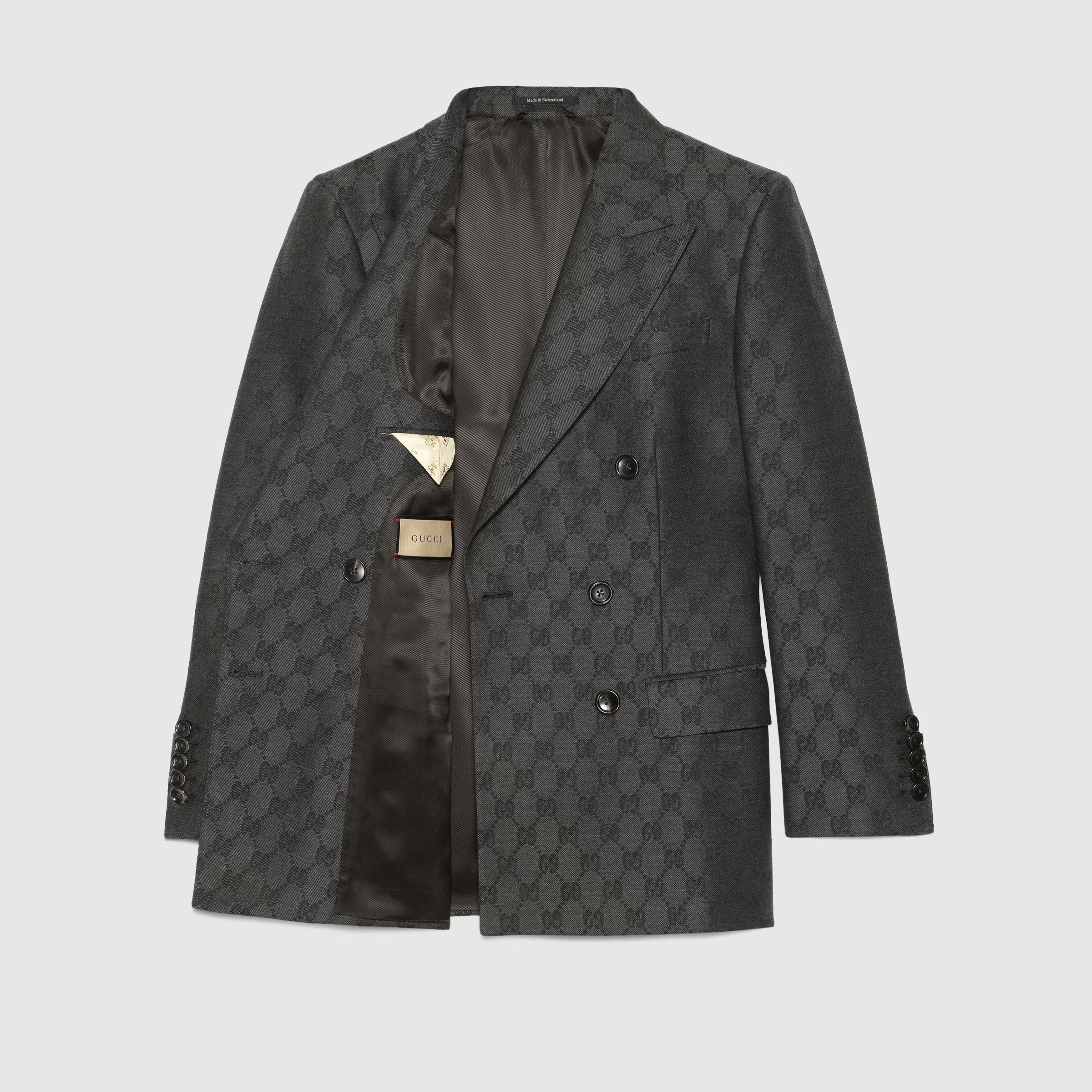 GUCCI《GGウール ジャカード ジャケット》ダークグレー 直営店