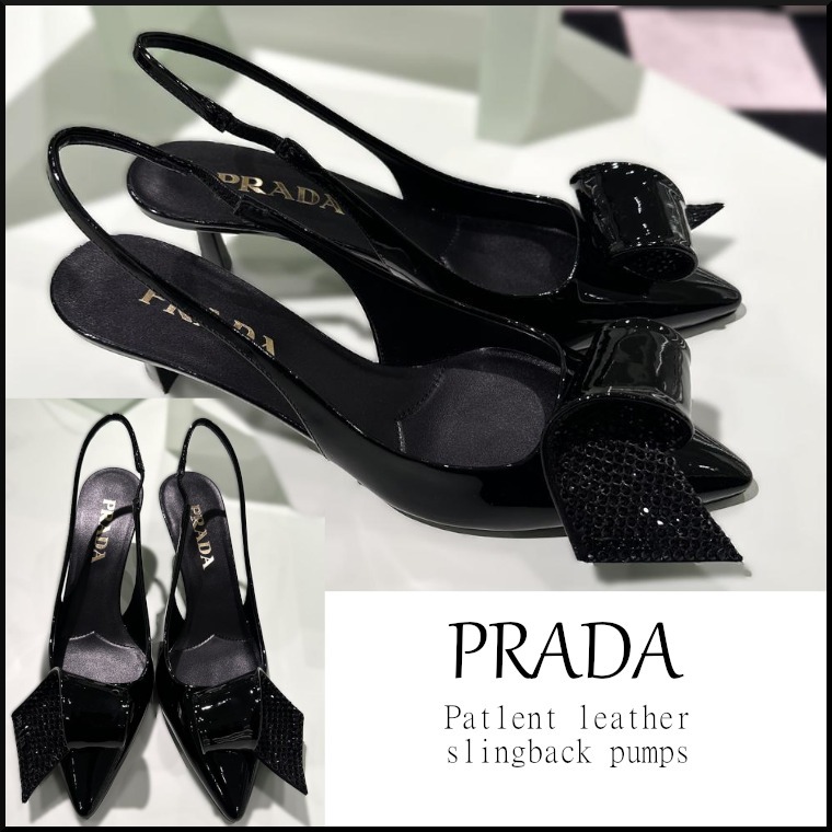 PRADA＊Patent leather slingback pumps パンプス 5.5cm＊送料込