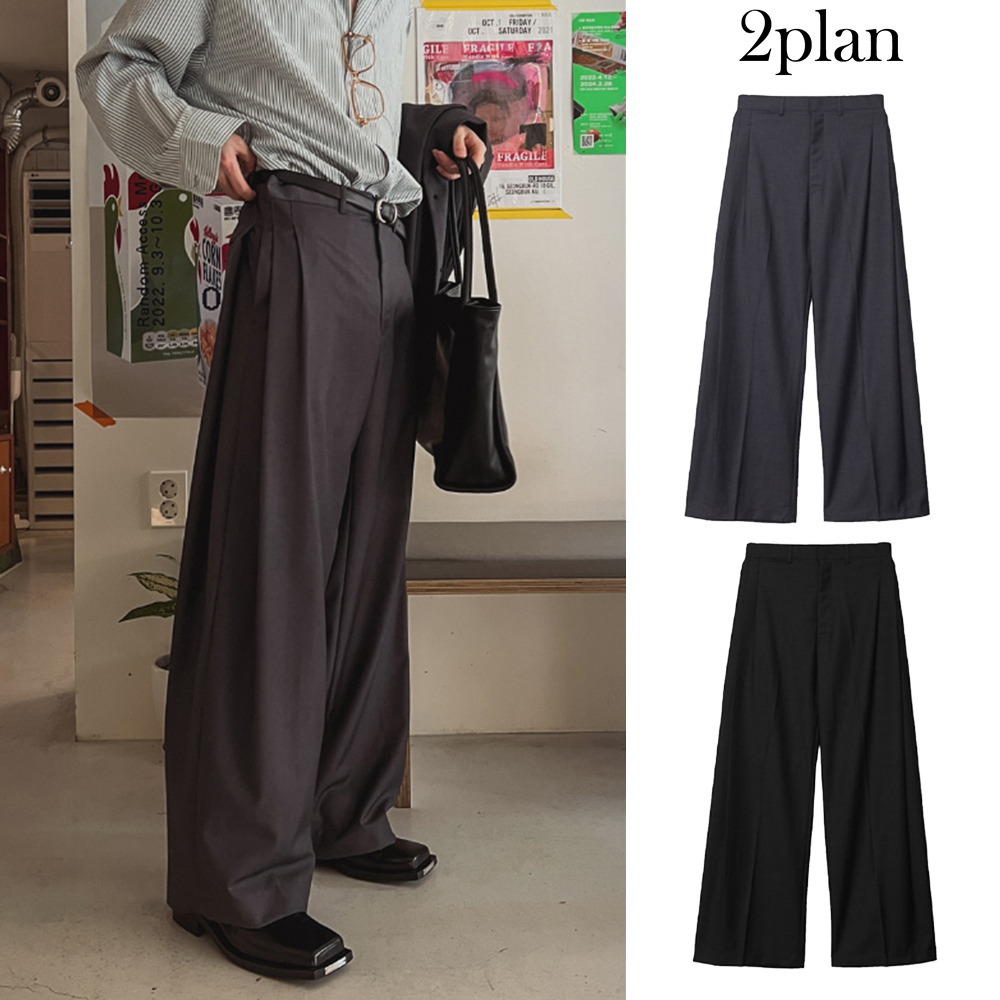 【2plan】Saint Multi Pintuck Wide Slacks