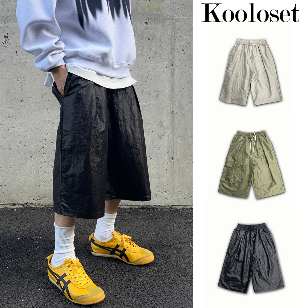 【KOOLOSET】Glossy Nylon Bermuda Pants