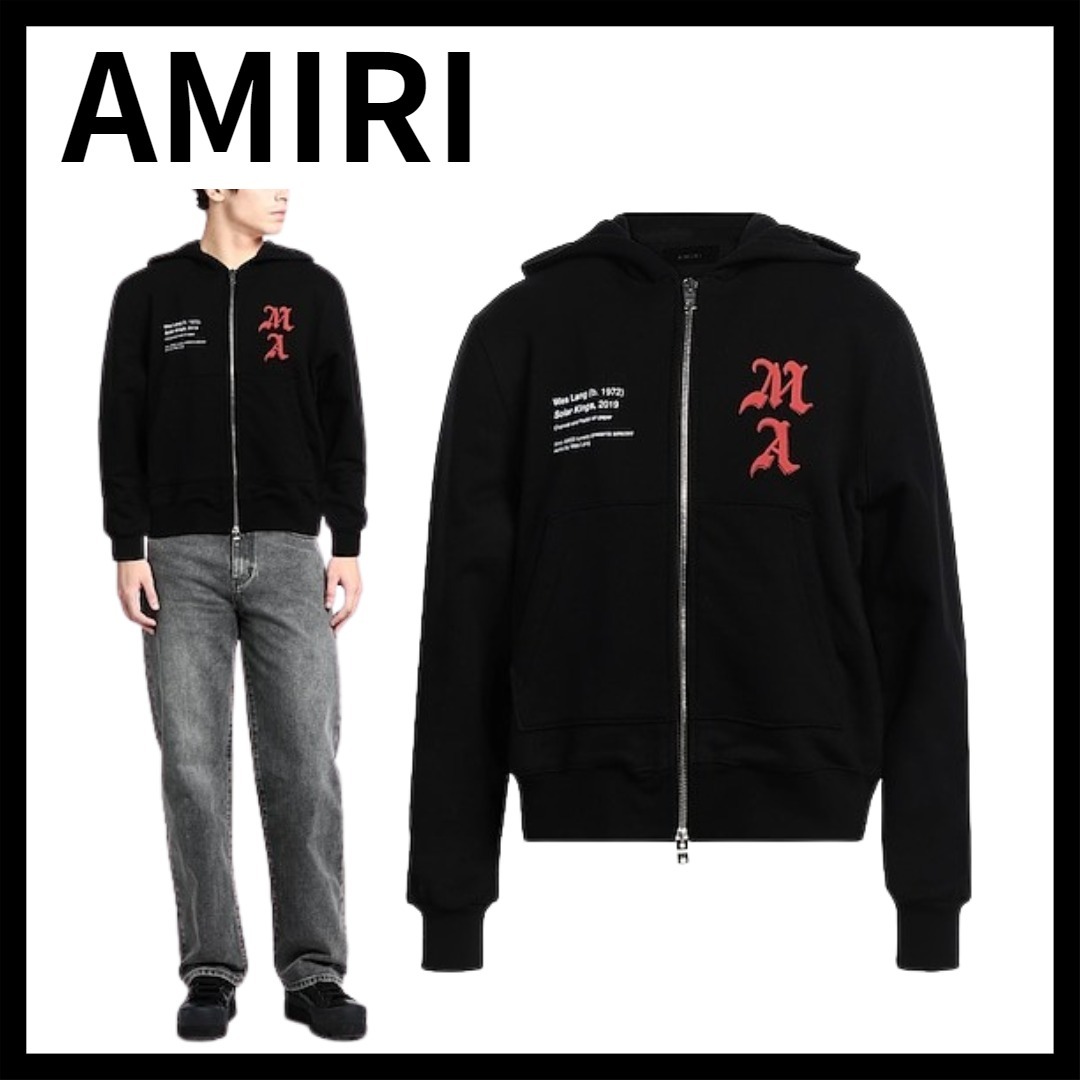 AMIRI アミリ フレンチテリー ブラック ロゴ ジップ パーカー