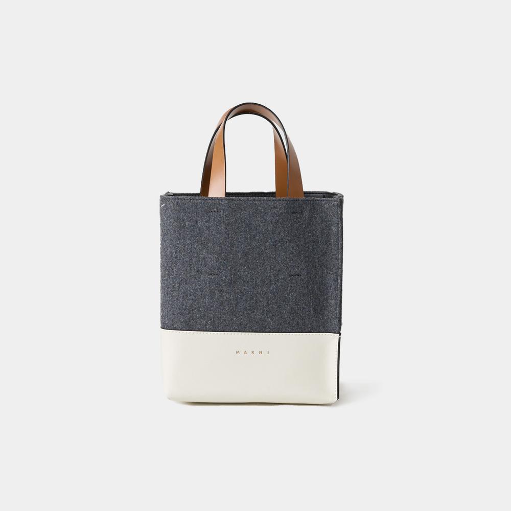 送料関税込★MARNI★ロゴ カラーブロック トートバッグ★グレー