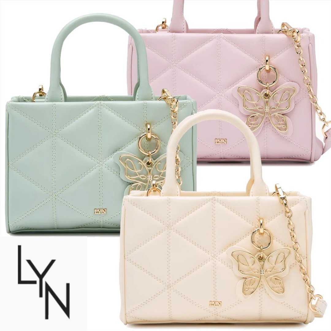 LYN チェーン ロングストラップ付 レトロ ショルダーバッグ 3WAY
