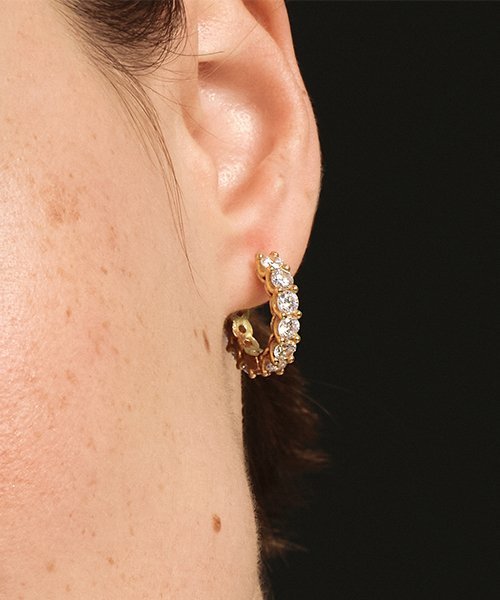 《MONDAY EDITION》 Glittering Golden Hoop Earrings (Midium)