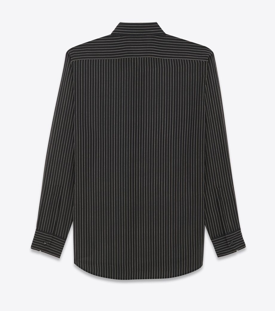 Saint Laurent《シャツ》シルク ストライプ NOIR CRAIE 直営店