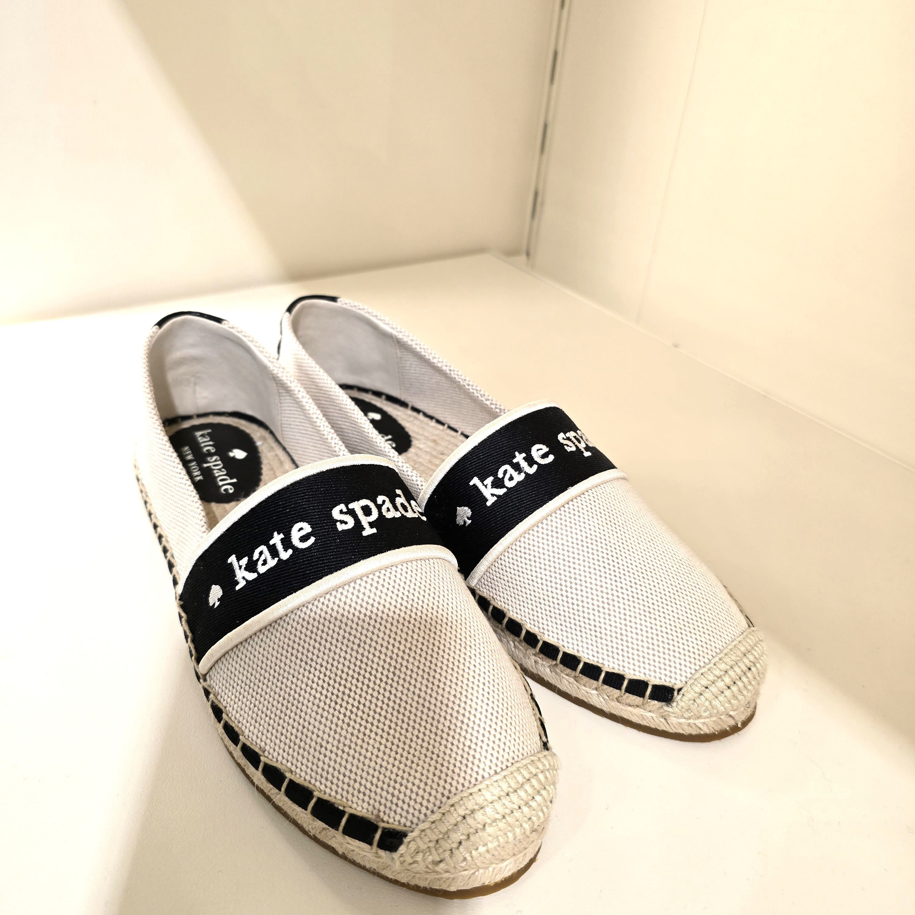 【kate spade 】レザーと リネン使いが 高見えな ★ Espadrilles